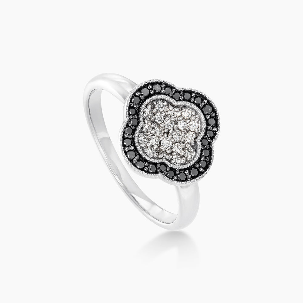 AL-ZAHRA | Black Diamond Ring in 375/9K White Gold 270540924(R)