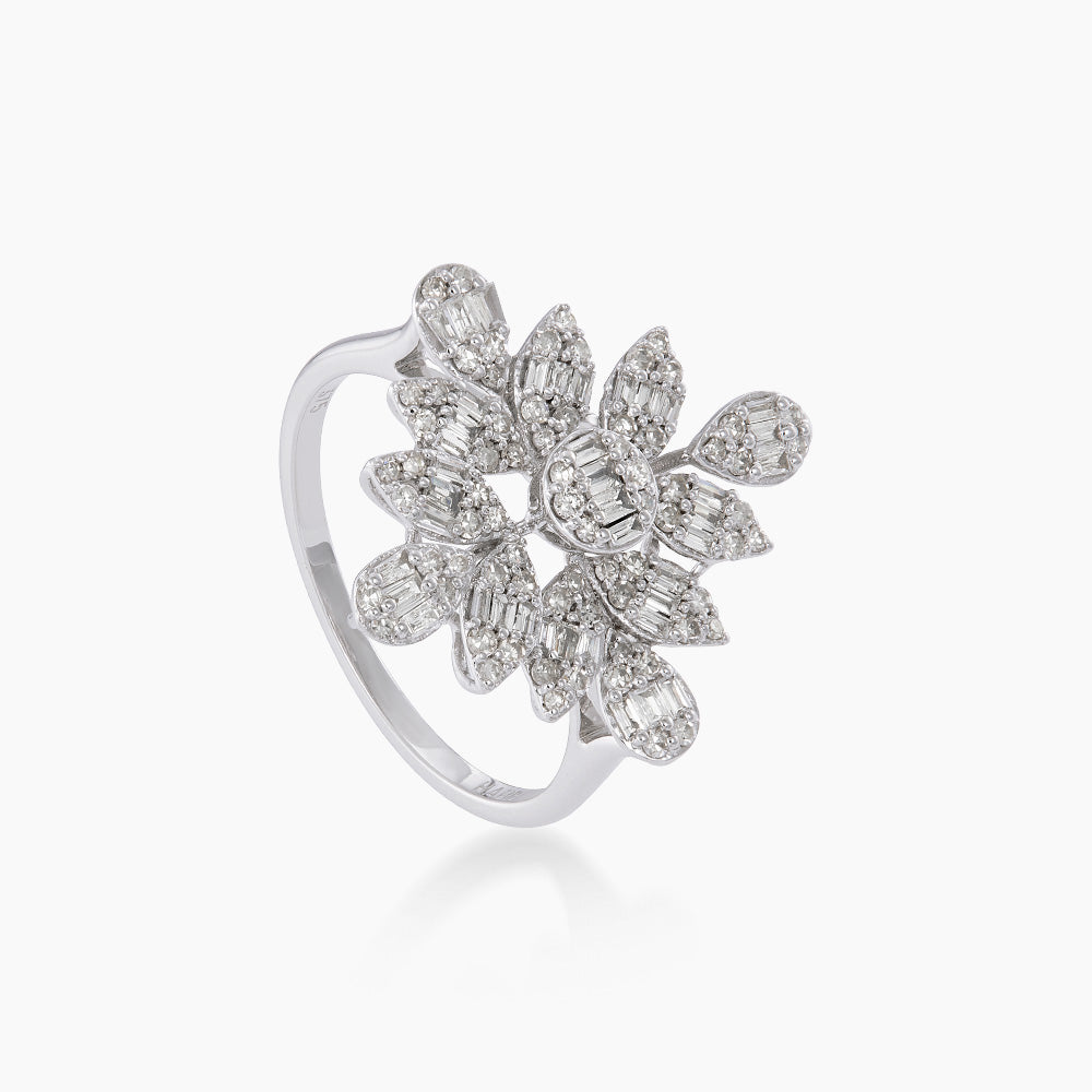 Baguette and Round Diamond Ring in 375/9K White Gold 271201224