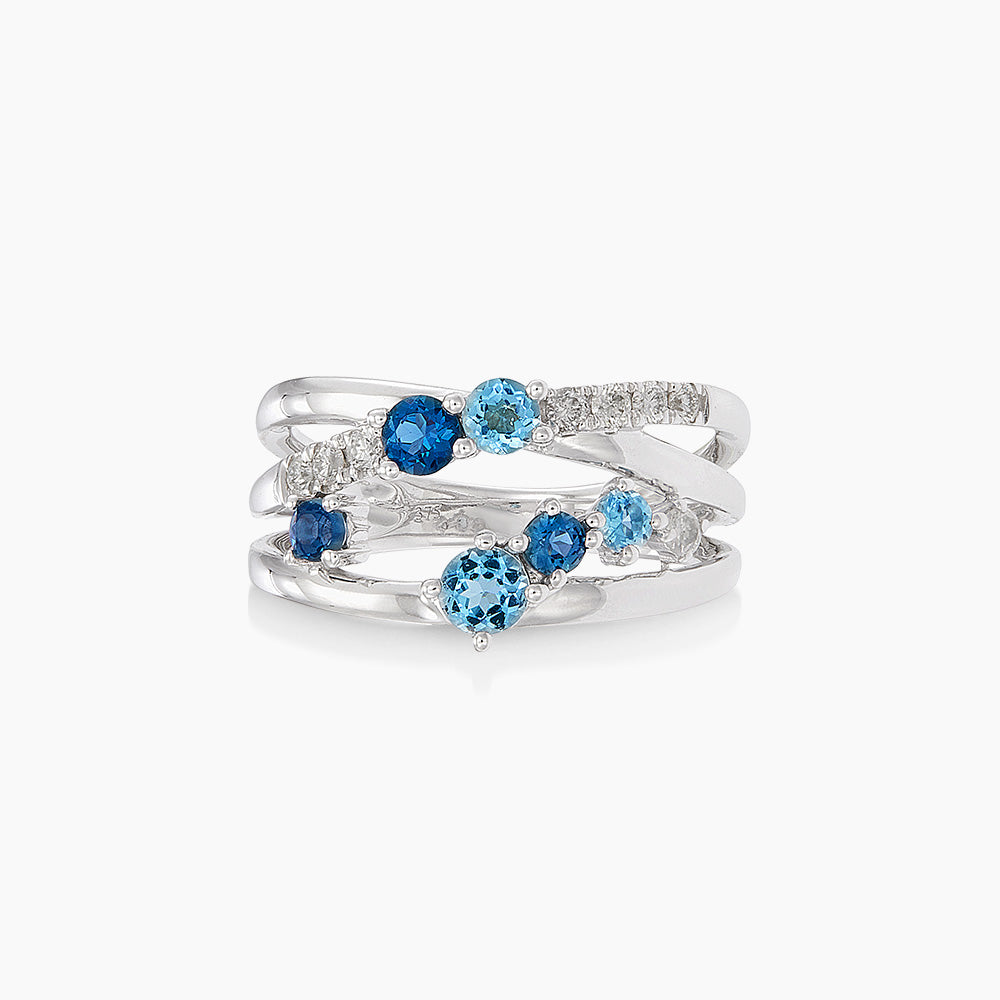 CHIC | Blue Topaz and Diamond Ring in 375/9K White Gold 271371224-BTOPZ