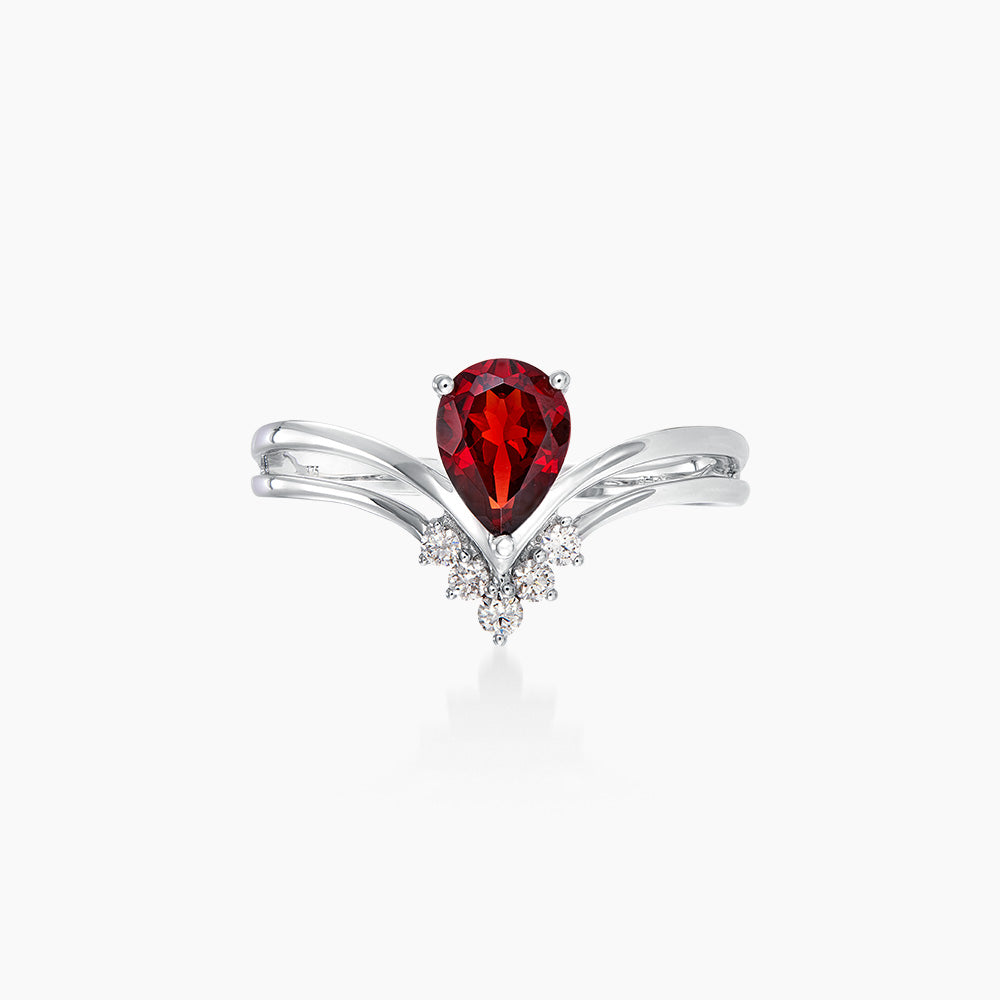 Pear Garnet and Diamond Ring in 375/9K White Gold 272400325-GARN