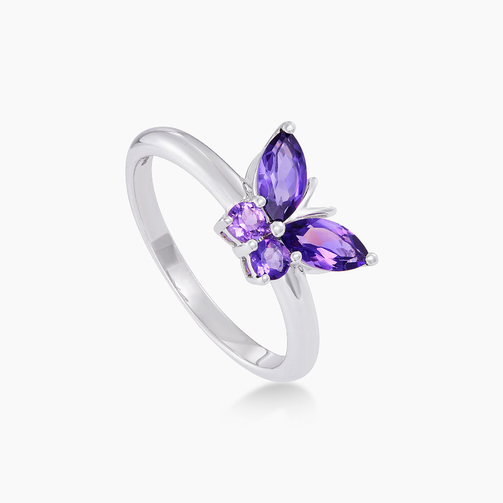 Marquise Amethyst Gemstones Ring in 375/9K White Gold 274340126(R)-AMEH