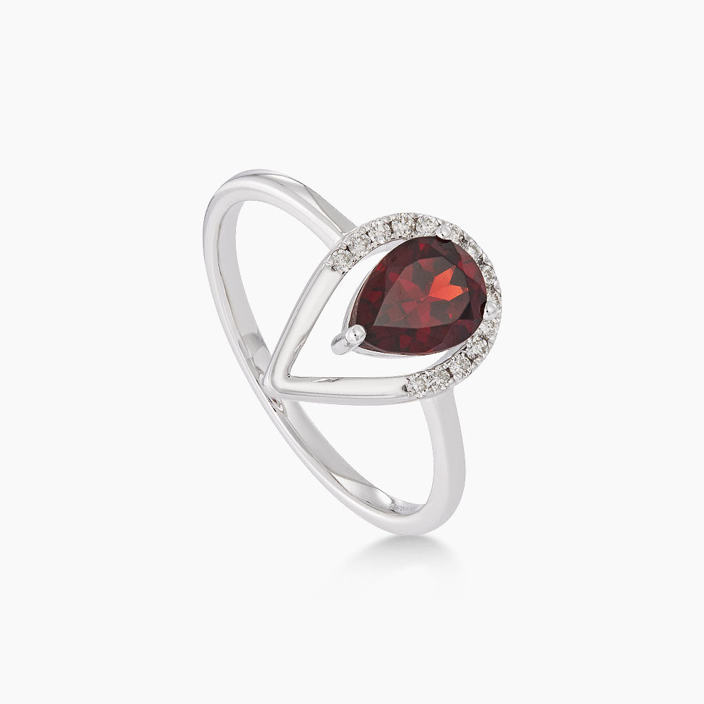 Pear Garnet and Diamond Ring in 375/9K White Gold 274350126(R)-GARN
