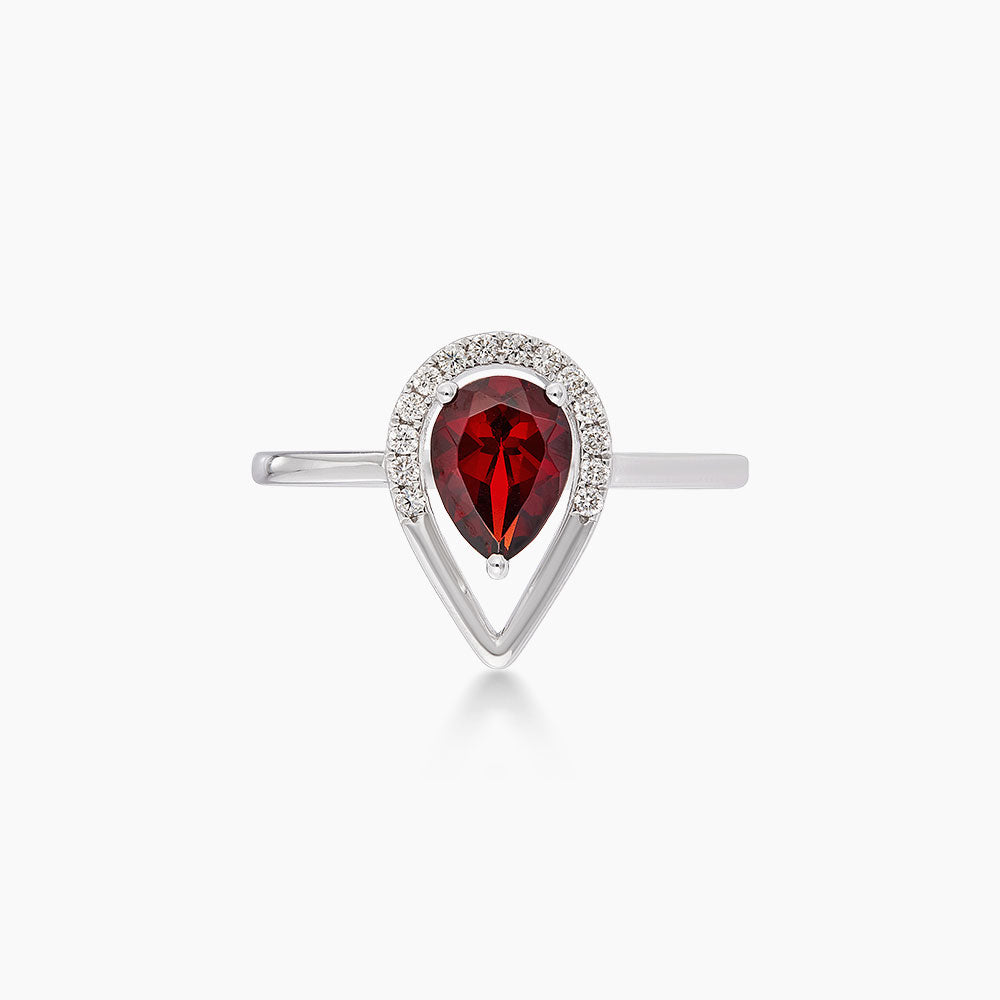 Pear Garnet and Diamond Ring in 375/9K White Gold 274350126(R)-GARN