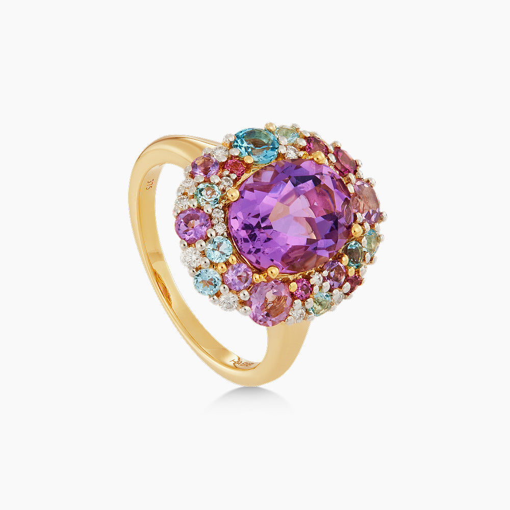 Multi-Coloured and Diamond Ring in 375/9K Yellow Gold 274380126