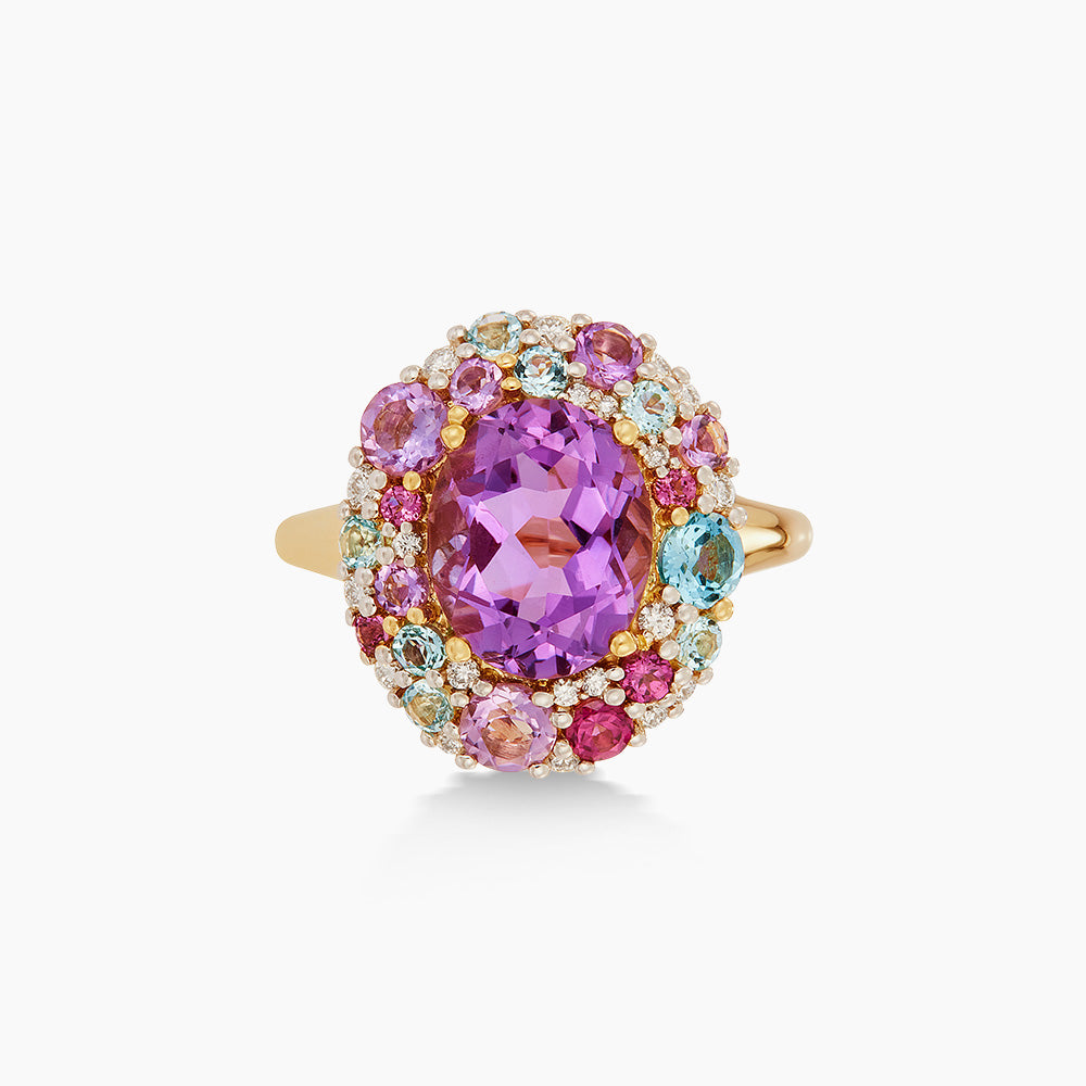 Multi-Coloured and Diamond Ring in 375/9K Yellow Gold 274380126