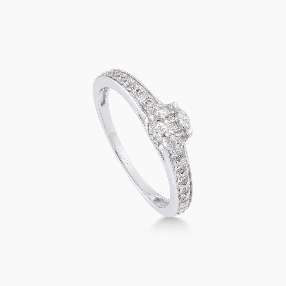 Empress | Marquise, Princess and Diamond Ring in 750/18K White Gold 274620226