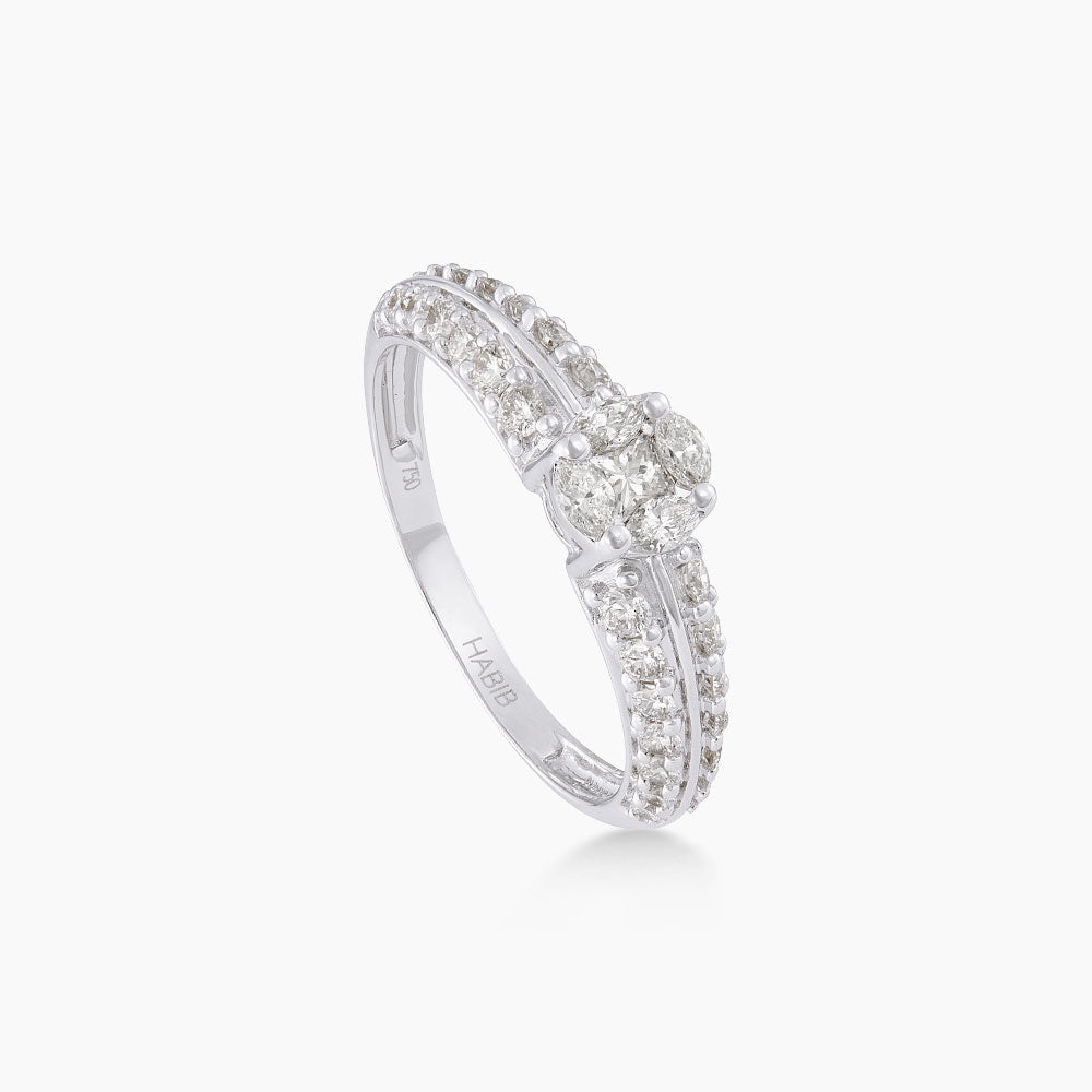 Empress | Marquise, Princess and Diamond Ring in 750/18K White Gold 274640226