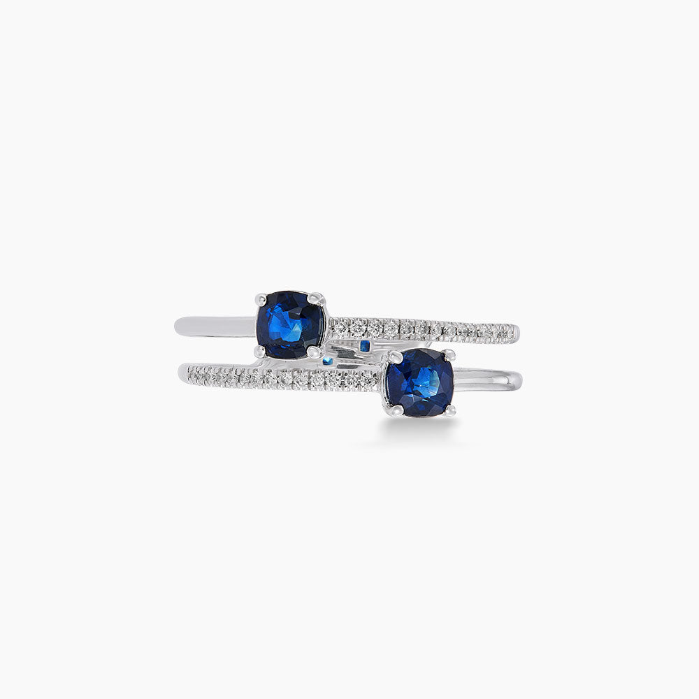 Blue Sapphire and Diamond Ring in 375/9K White Gold 274760326