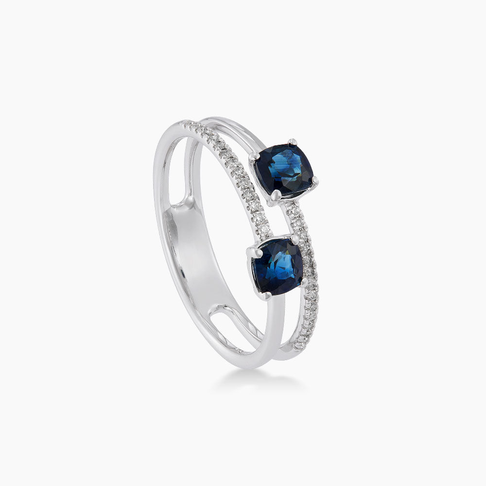 Blue Sapphire and Diamond Ring in 375/9K White Gold 274760326