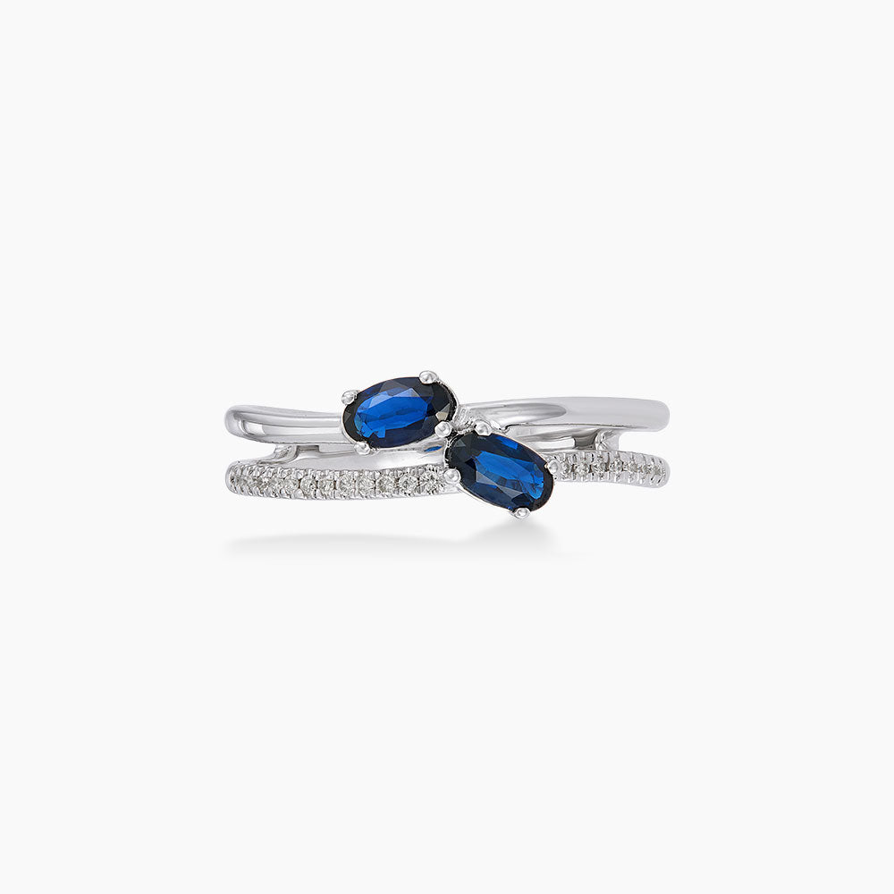 Blue Sapphire and Diamond Ring in 375/9K White Gold 274780326