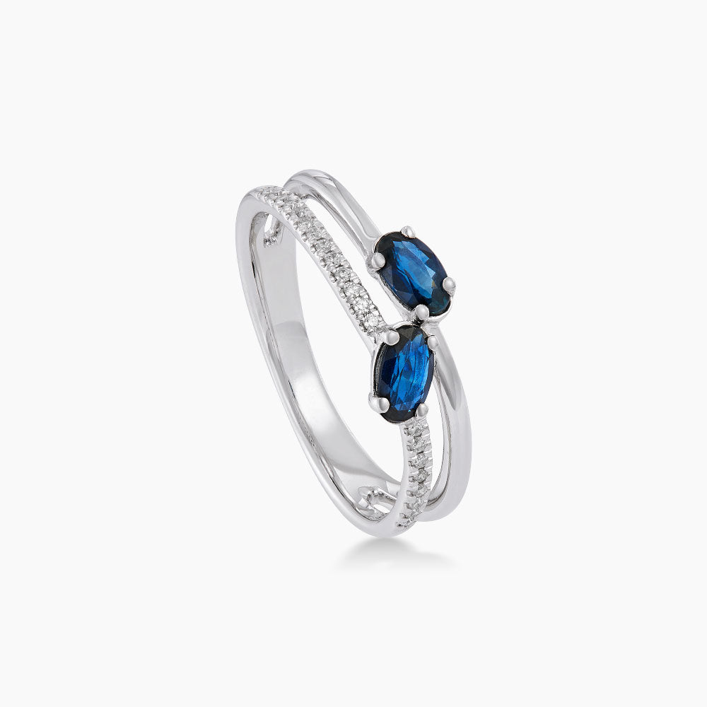 Blue Sapphire and Diamond Ring in 375/9K White Gold 274780326