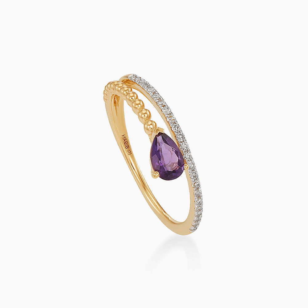 Pear Amethyst and Diamond Ring in 375/9K Yellow Gold 275060526(YG)-AMEH