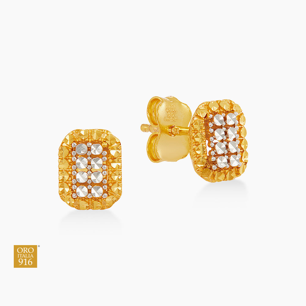 LUMINA | Oro Italia 916 Yellow and White Gold Earrings GE78020426(YW)-BI (22K Gold)