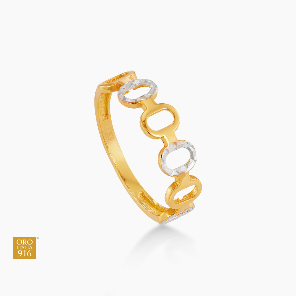 Oro Italia 916 Yellow and White Gold Ring GR62180426(YW)-BI (22K Gold)
