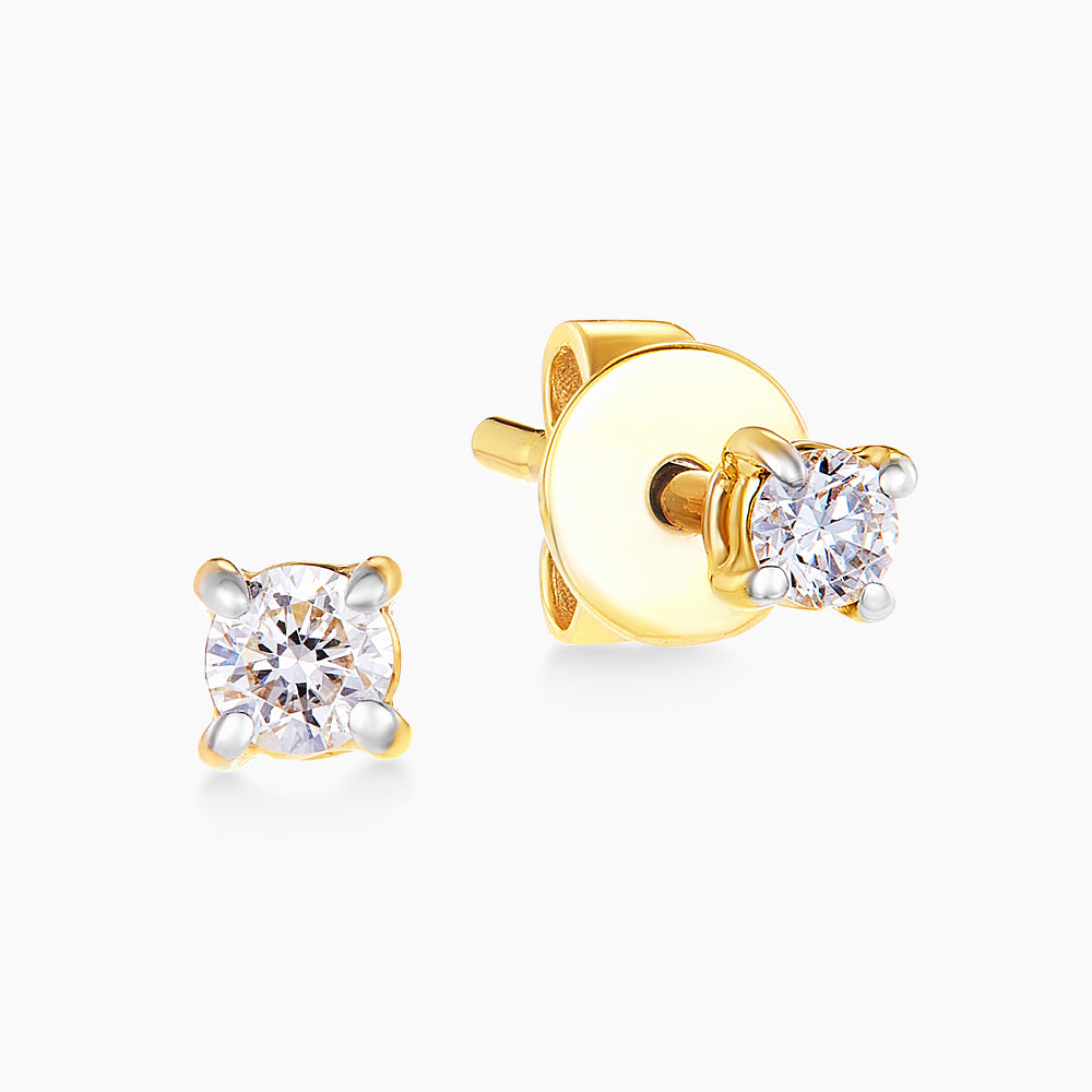 Round Diamond Stud Earrings in 375/9K Yellow Gold 44902(9C)-9