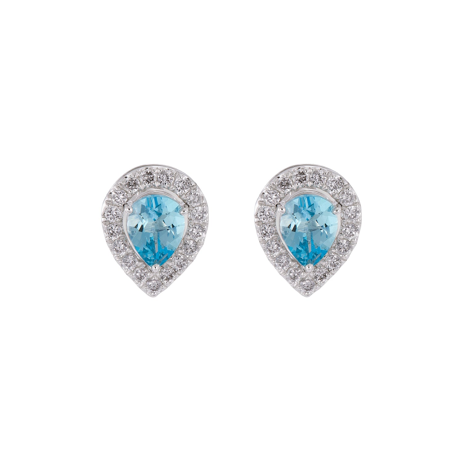 Pear Blue Topaz and Diamond Earrings in 750/18K White Gold 457840325(E)