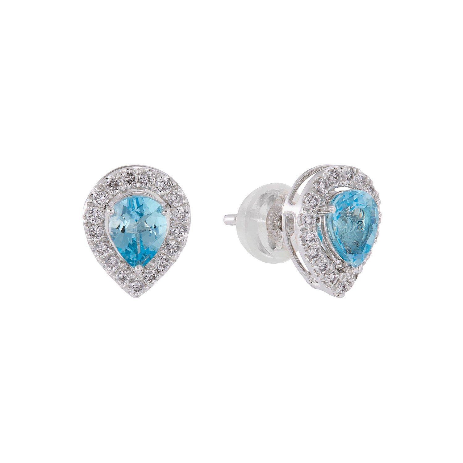 Pear Blue Topaz and Diamond Earrings in 750/18K White Gold 457840325(E)