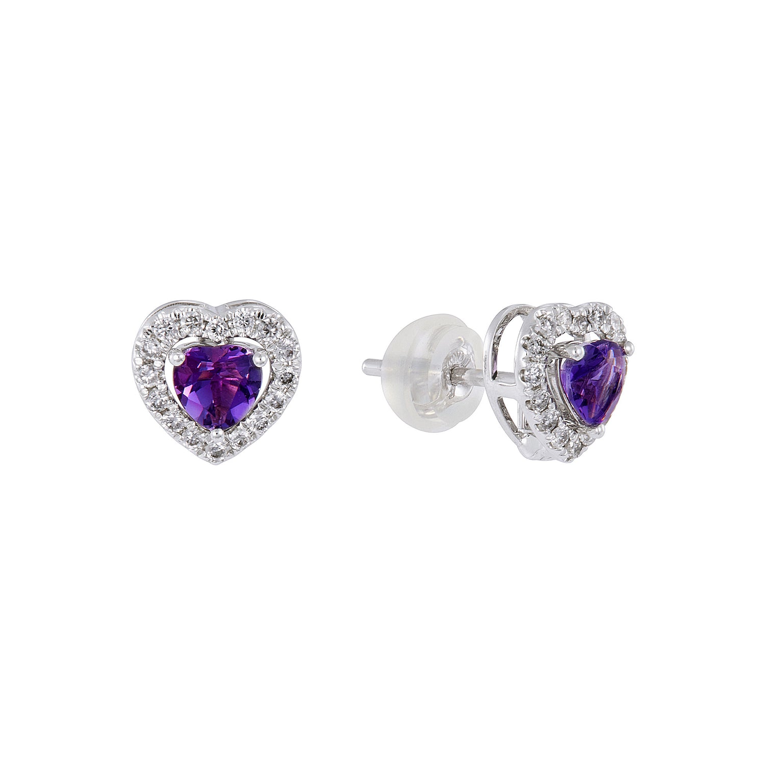 Heart Amethyst and Diamond Earrings in 750/18K White Gold 457850325(E)