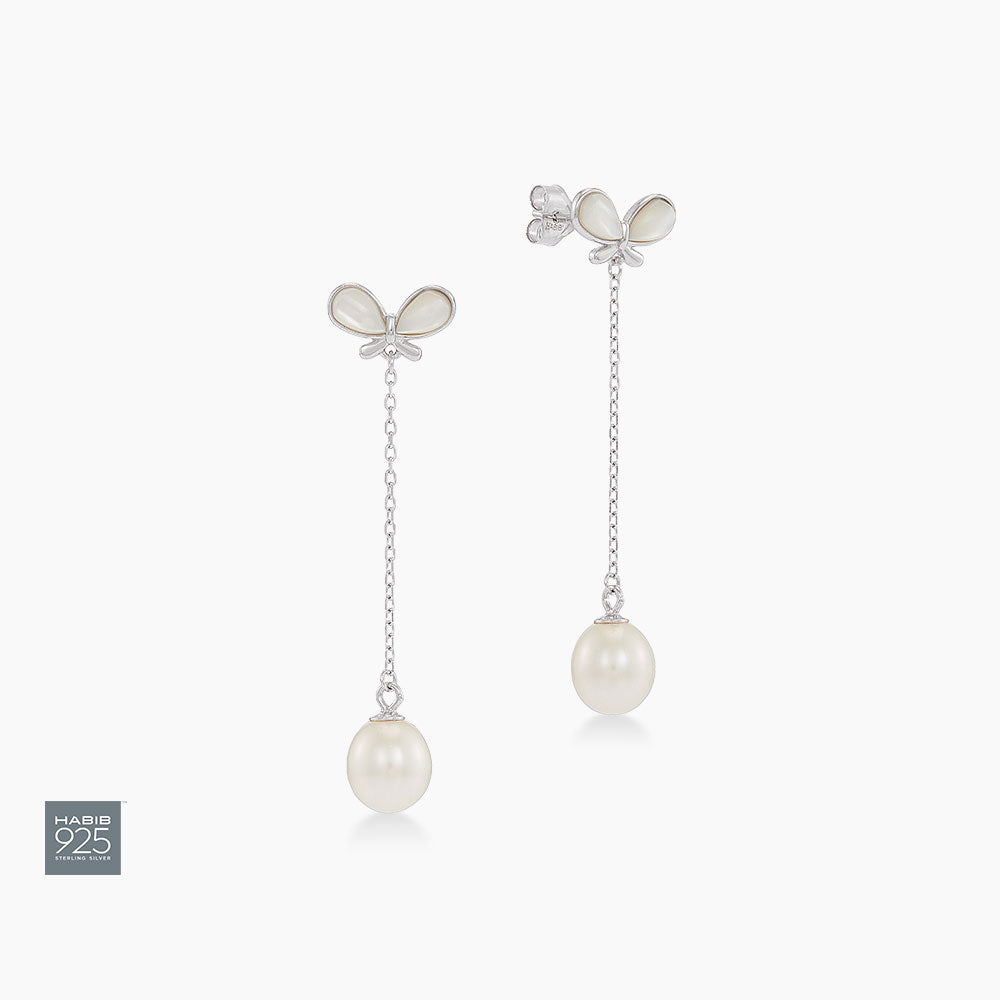 Mother Of Pearl Earrings in 925 Fresh Water Pearl 458270326(WG)