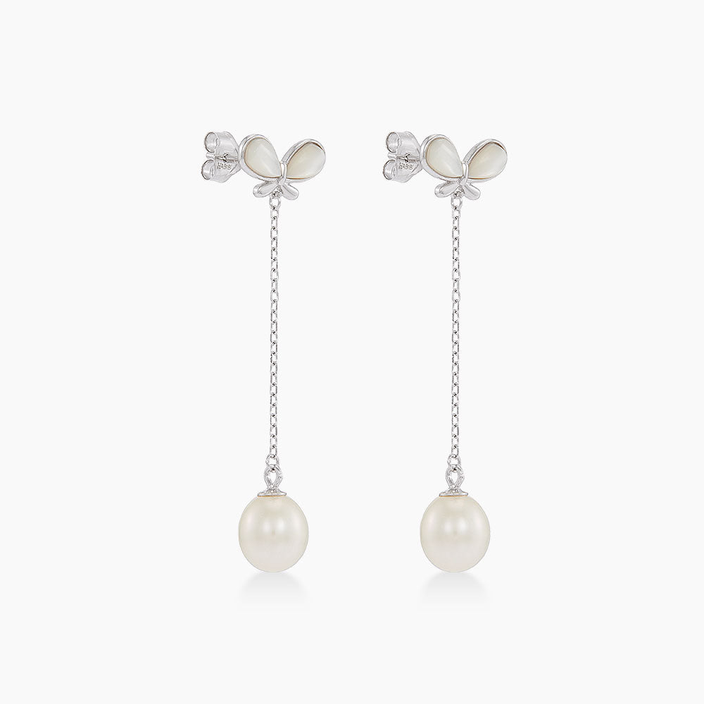 Mother Of Pearl Earrings in 925 Fresh Water Pearl 458270326(WG)