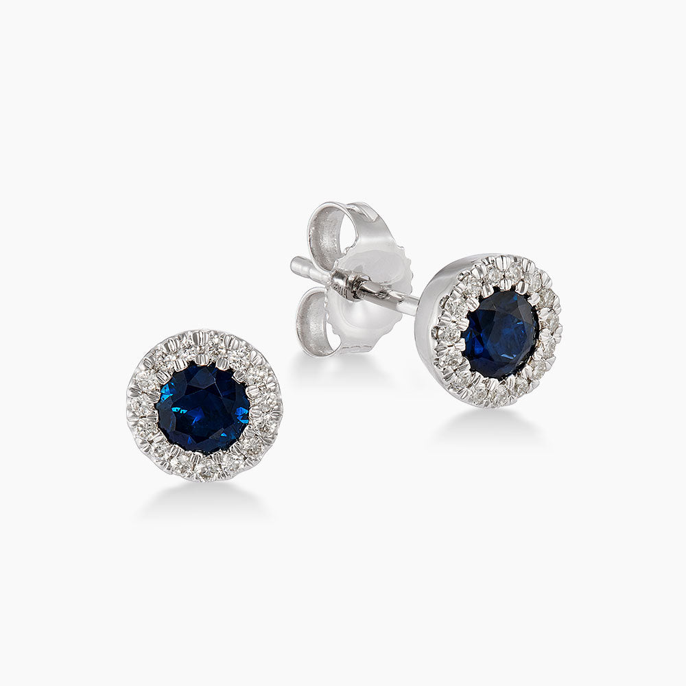 Blue Sapphire and Diamond Earrings in 375/9K White Gold 458410326