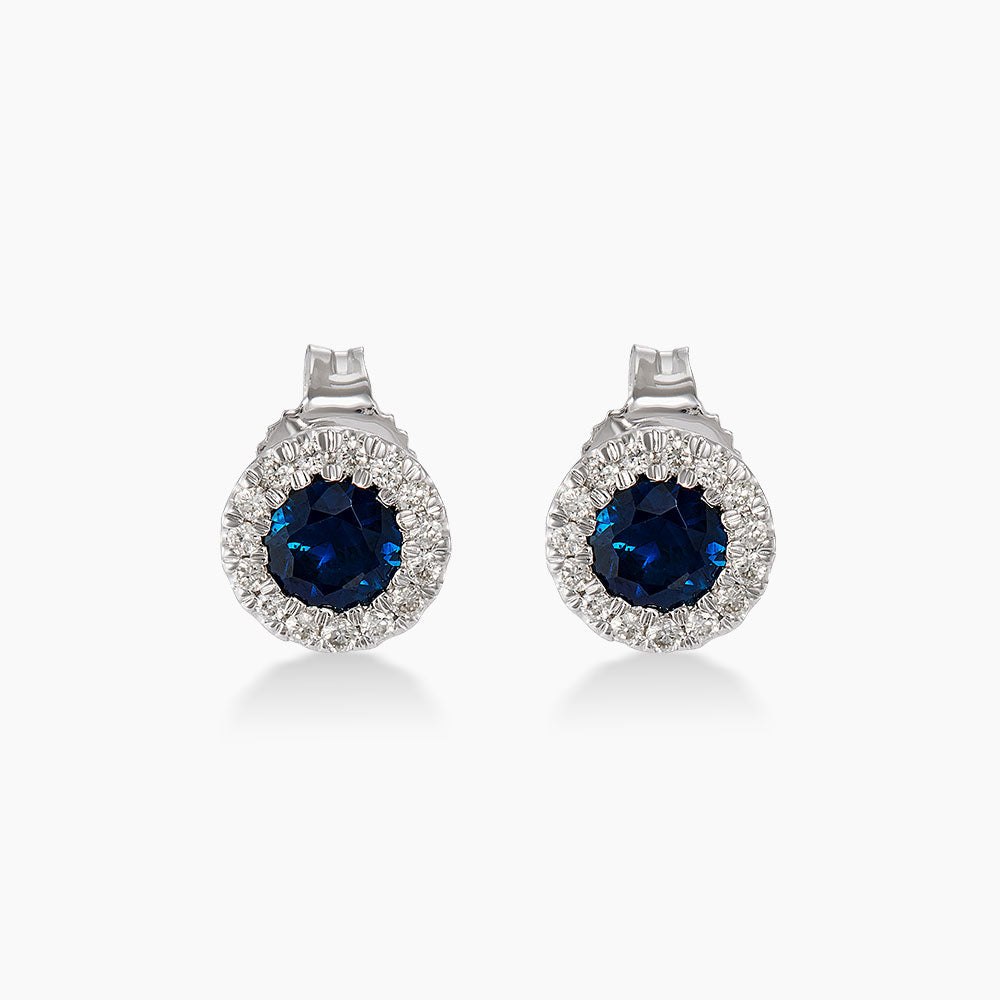 Blue Sapphire and Diamond Earrings in 375/9K White Gold 458410326