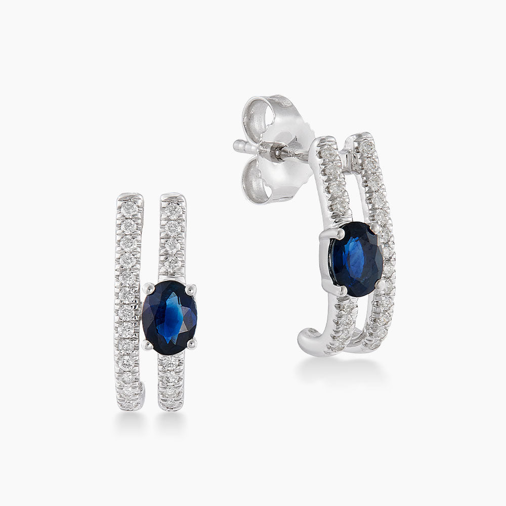 Blue Sapphire And Diamond Earrings in 375/9K White Gold 458420326