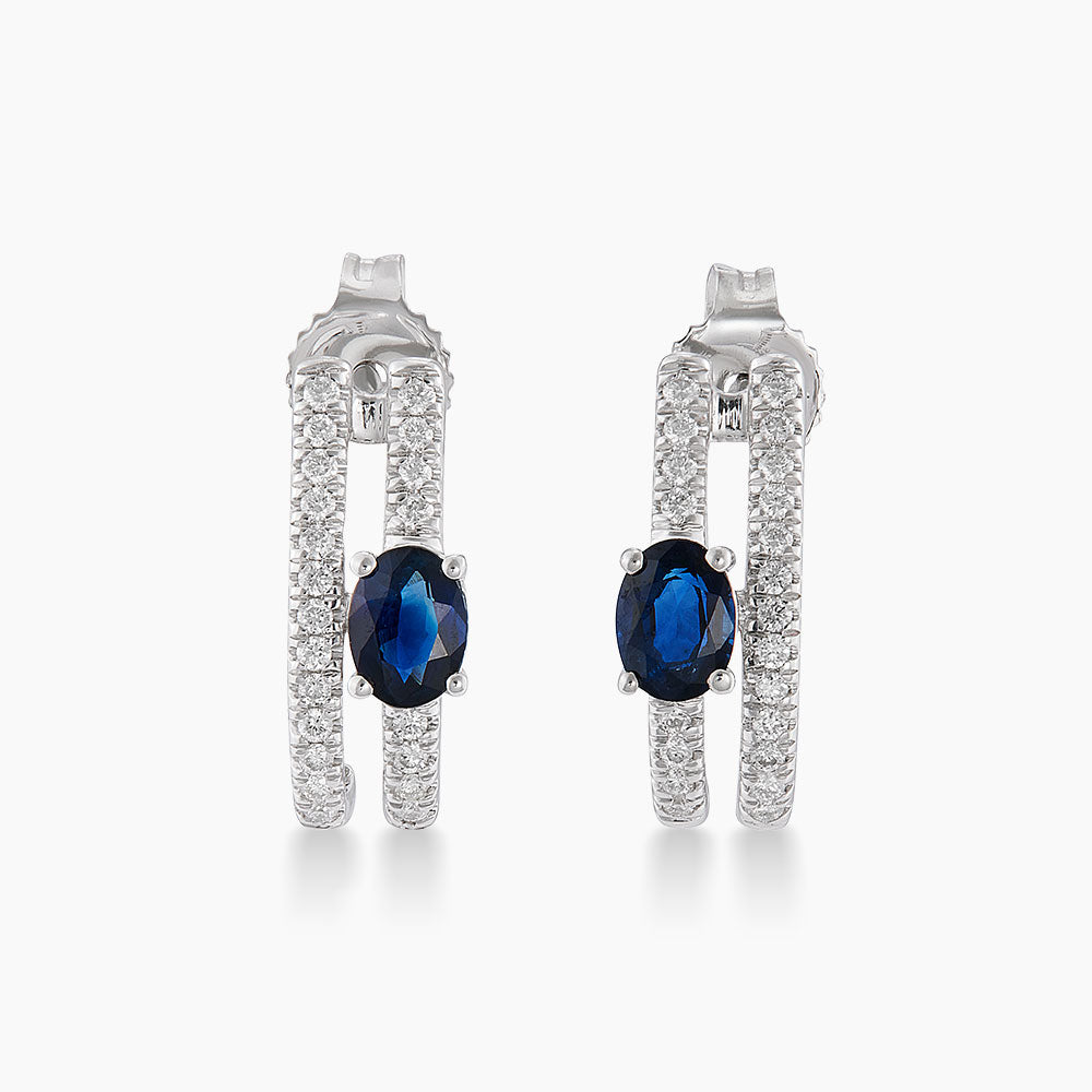 Blue Sapphire And Diamond Earrings in 375/9K White Gold 458420326