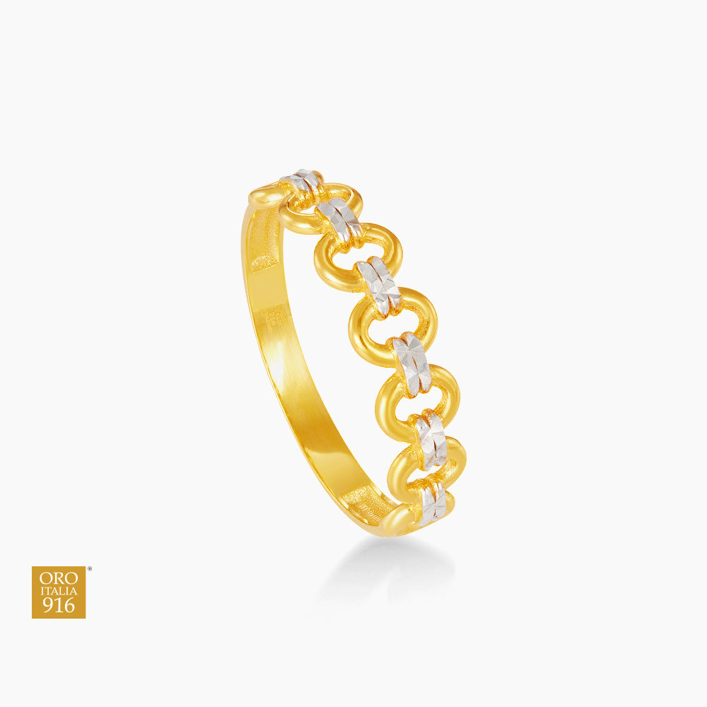 Oro Italia 916 Yellow and White Gold Ring GR60671025(YW)-BI (22K Gold)