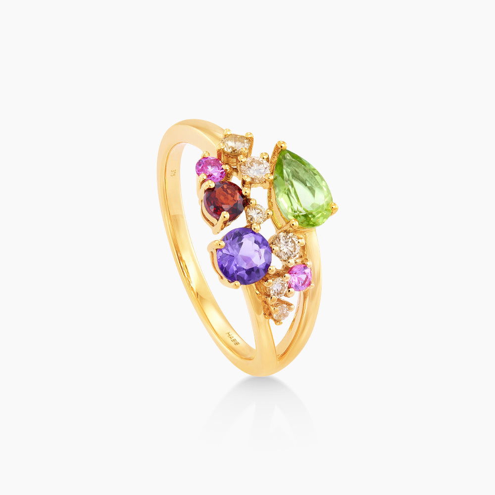 CHIC | Multi-Coloured Gemstone and Diamond Ring in 375/9K Yellow Gold 263021223(YG)
