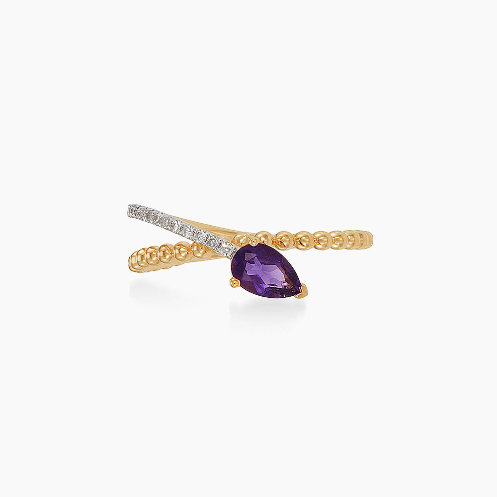 Pear Amethyst and Diamond Ring in 375/9K Yellow Gold 275070526(YG)-AMEH