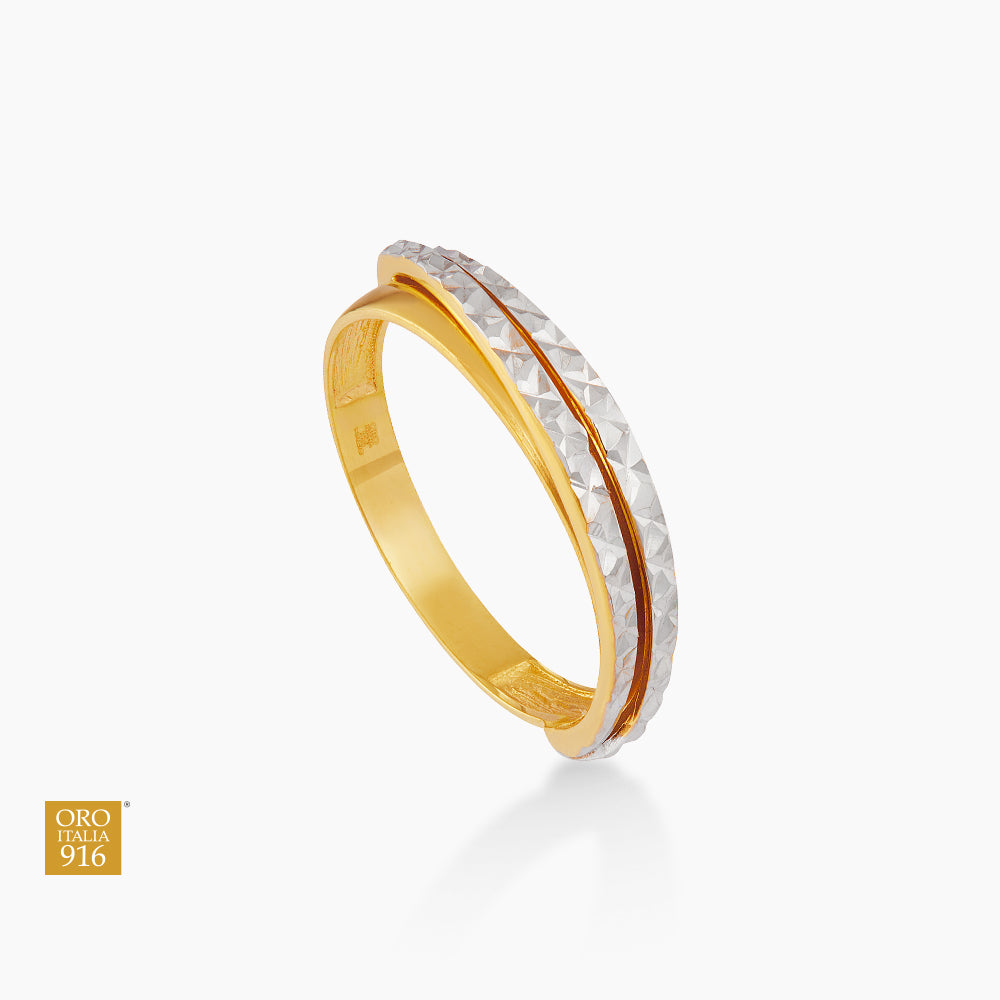 Oro Italia 916 Yellow and White Gold Ring GR61371225(YW)-BI (22K Gold)