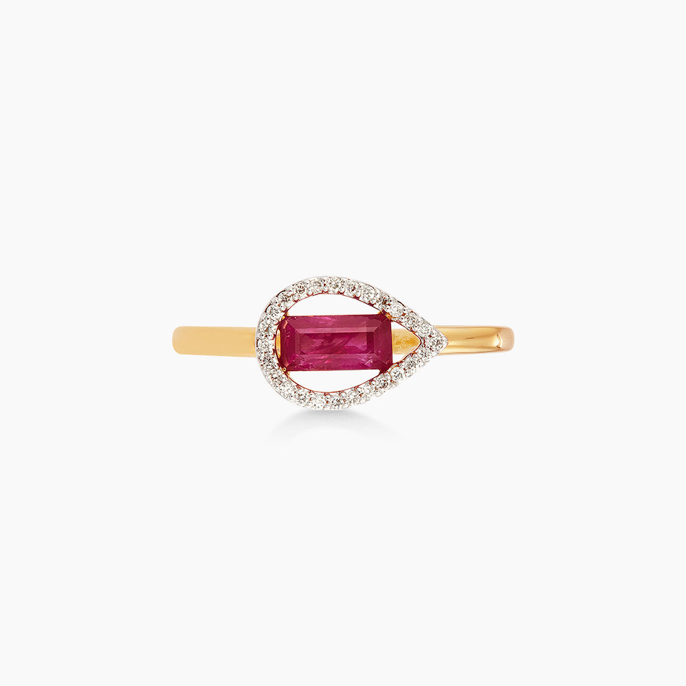 Baguette Ruby and Diamond Ring in 375/9K Yellow Gold 275850726(R)