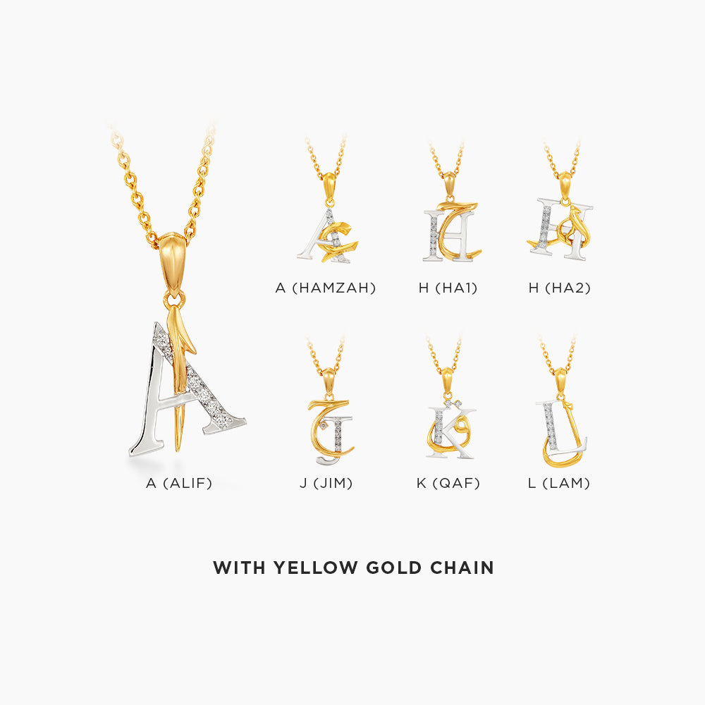 TULUS | Diamond Necklace in 375/9K Yellow and White Gold (Alphabet) 560710