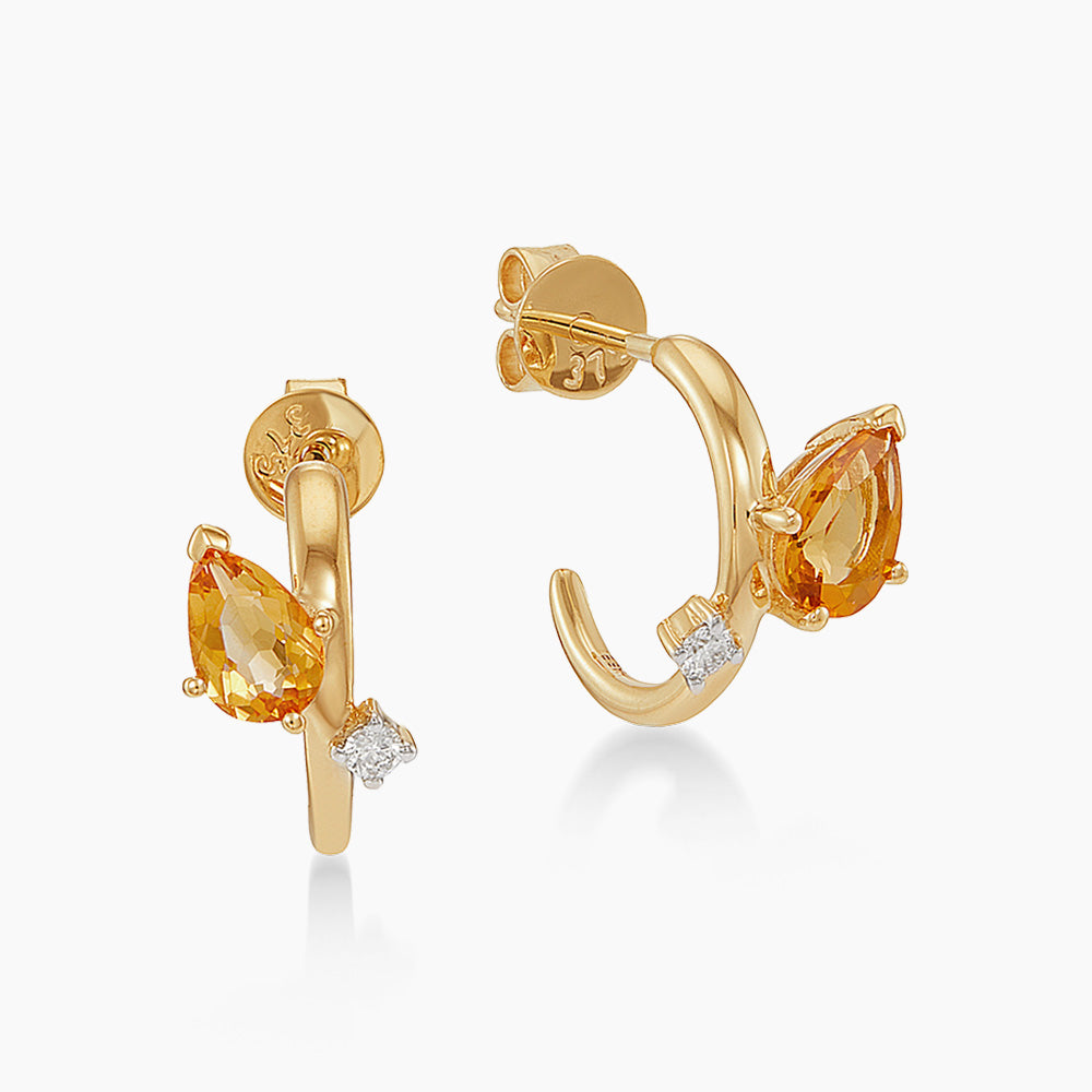 Pear Citrine and Diamond Earrings in 375/9K Yellow Gold 458450526(YG)-CITR