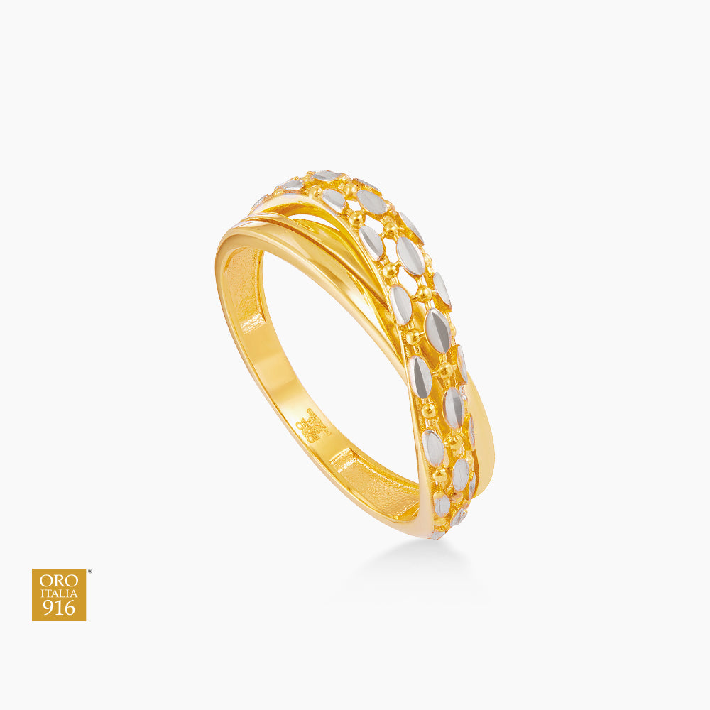 Oro Italia 916 Yellow and White Gold Ring GR62570526(YW)-BI (22K Gold)