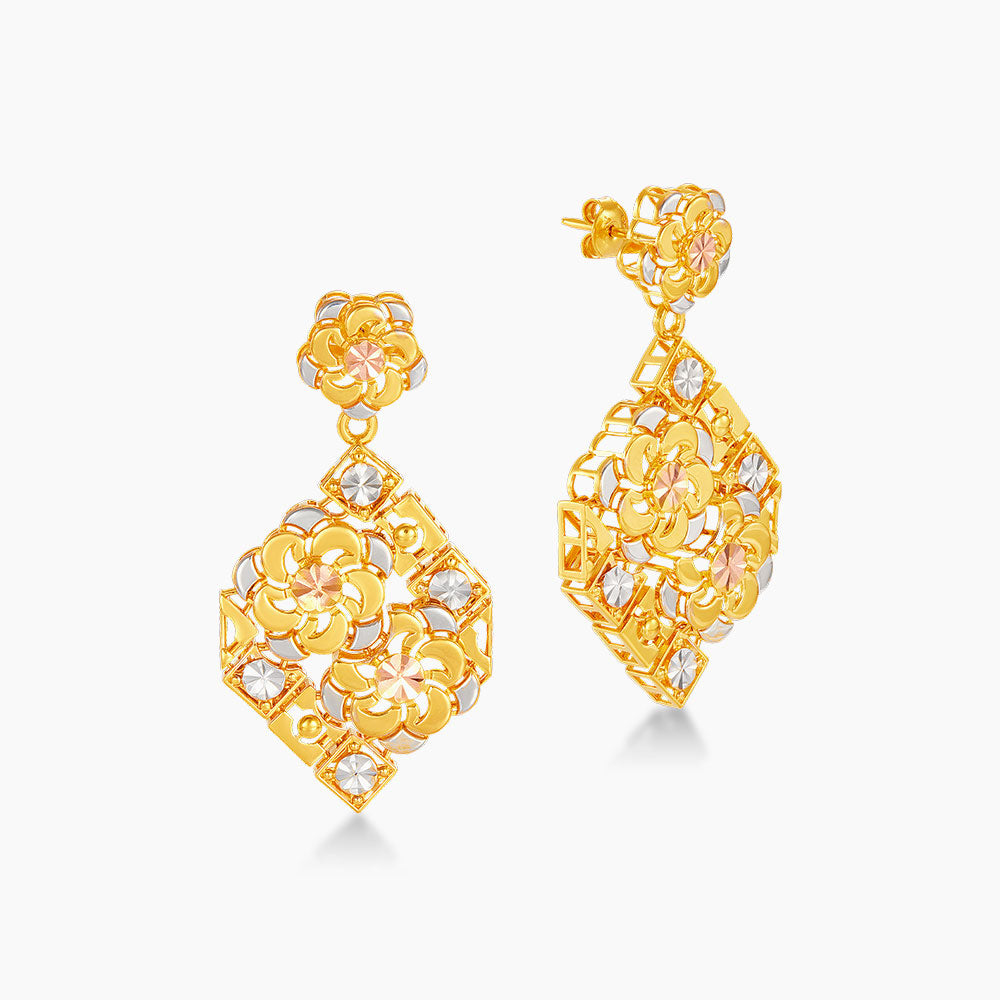 916/22K Yellow, White and Rose Gold Earrings 6200011YWR(E)