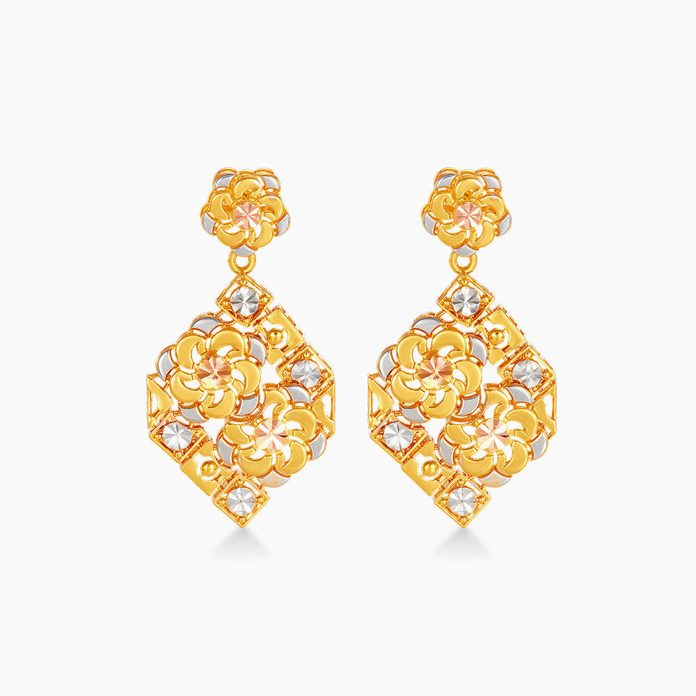 916/22K Yellow, White and Rose Gold Earrings 6200011YWR(E)