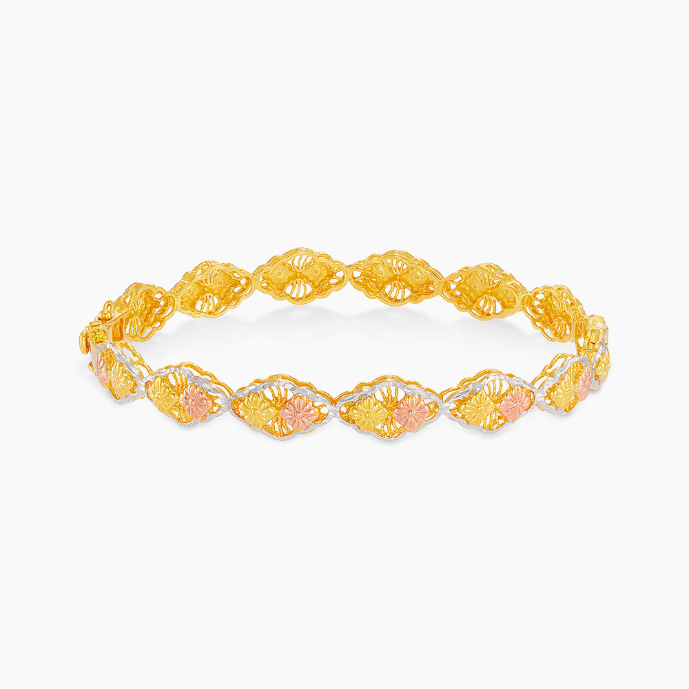 916/22K Yellow, White and Rose Gold Bangle 6200012YWR(B)