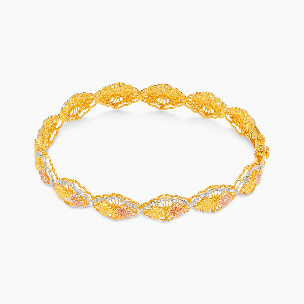 916/22K Yellow, White and Rose Gold Bangle 6200012YWR(B)