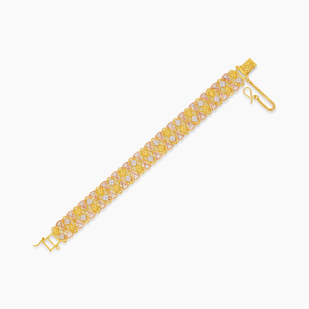916/22K Yellow ,White and Rose Gold Bracelet 6200012YWR(W1)