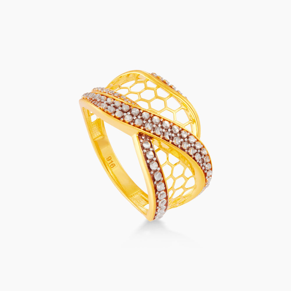 916/22K Yellow and White Gold Ring 6200037YW-BI
