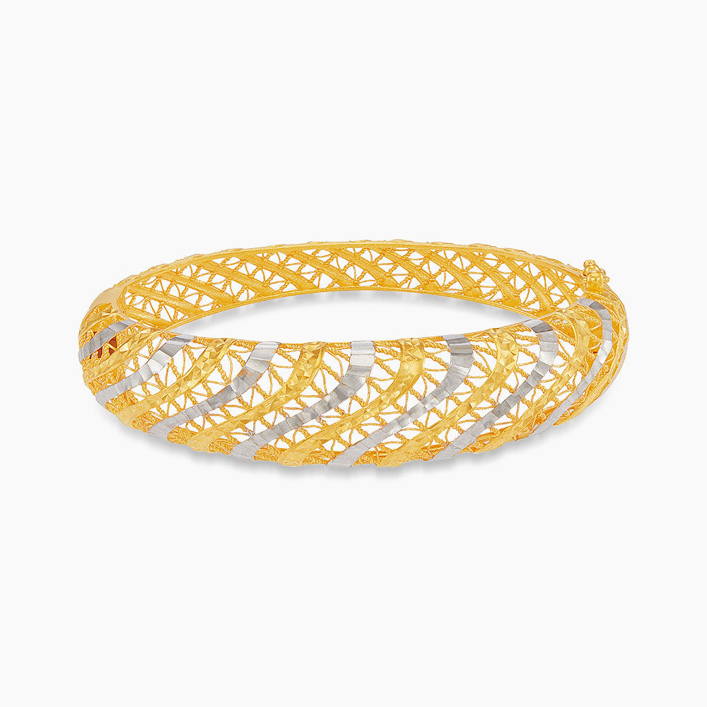 916/22K Yellow and White Gold Bangle 6200052YW(B)