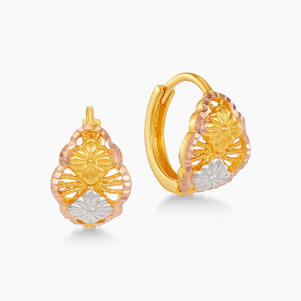 916/22K Yellow, Rose and White Gold Earrings 6300002YWR