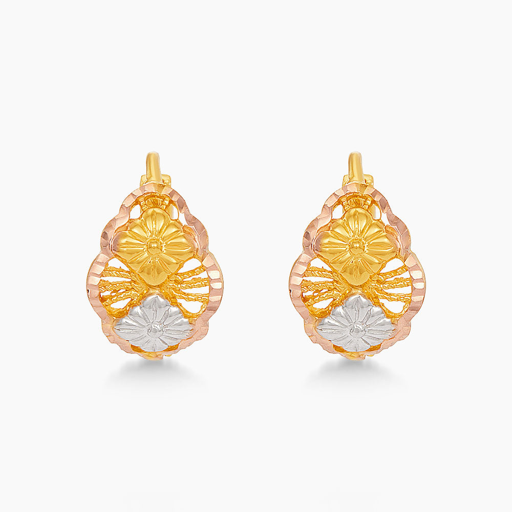 916/22K Yellow, Rose and White Gold Earrings 6300002YWR