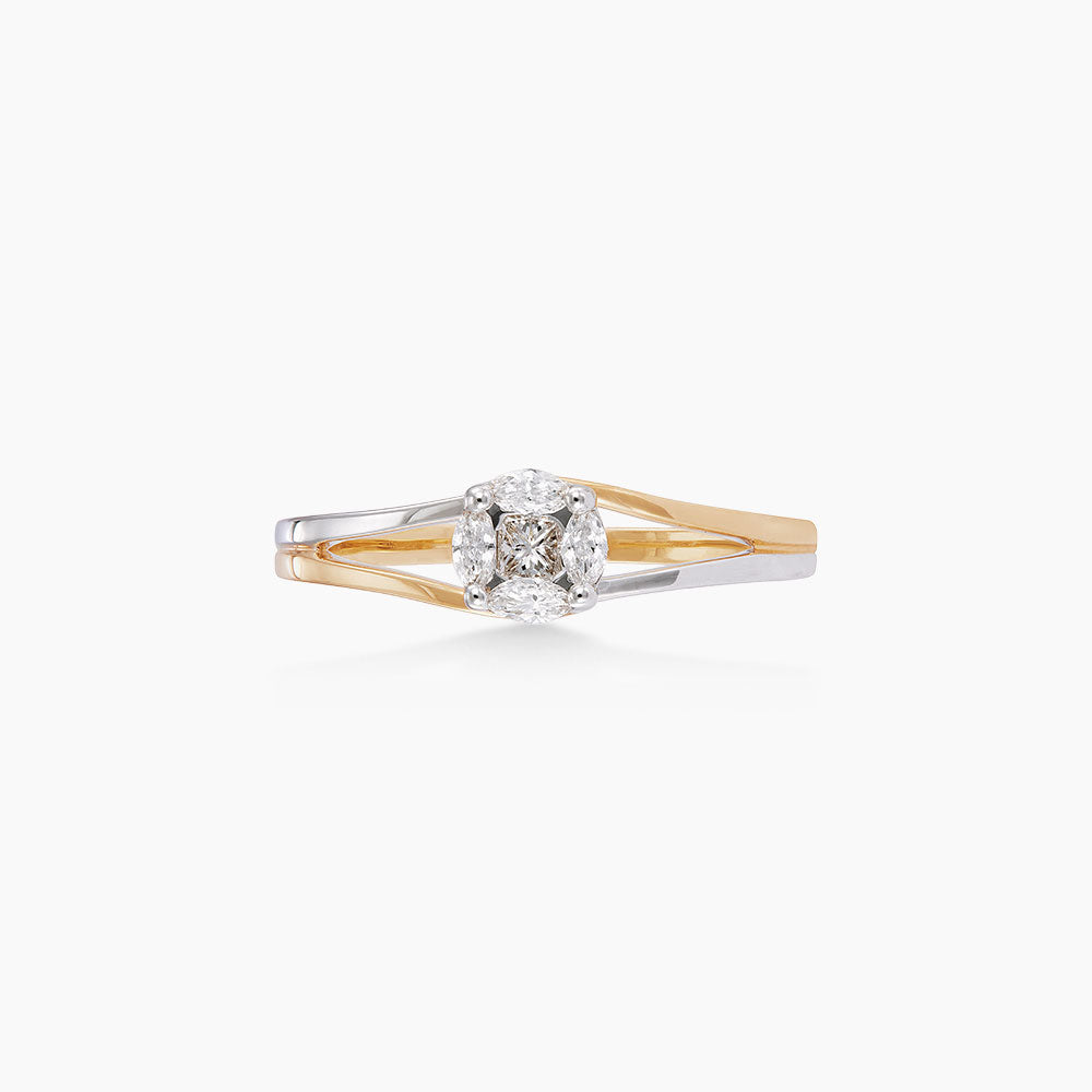 EMPRESS | Marquise and Princess Ring in 750/18K Yellow and White Gold 274650226
