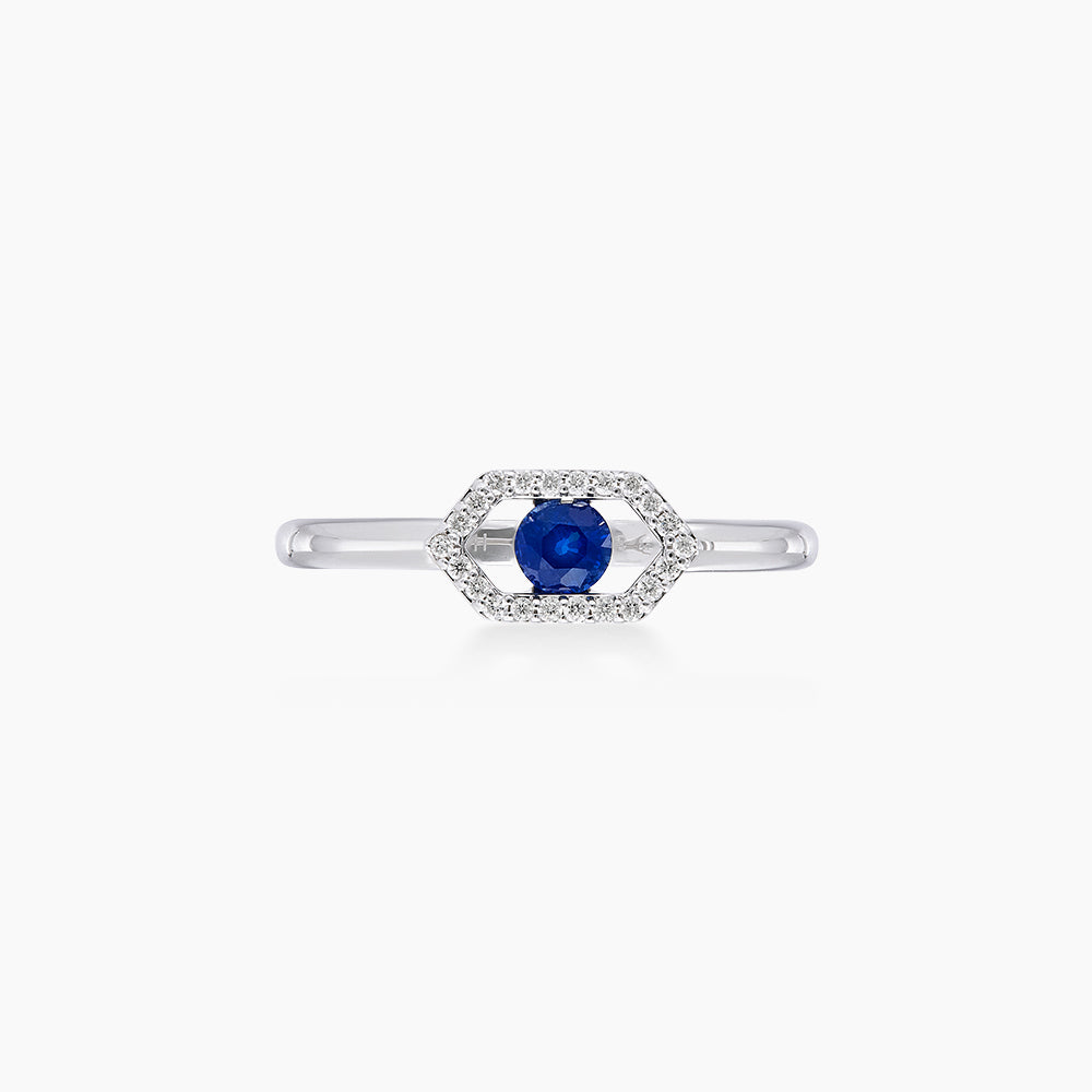 Blue Sapphire and Diamond Ring in 375/9K White Gold 275840726(R)