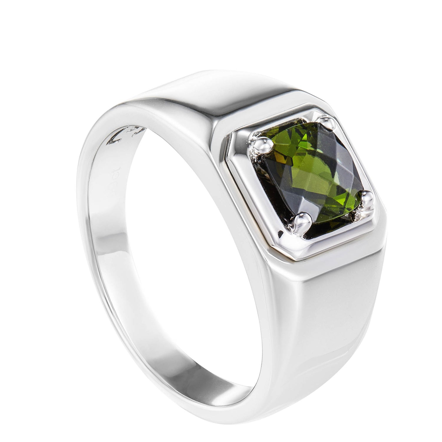 Cushion Cut Tourmaline Men's Ring in 925 Palladium A0548(PLD)