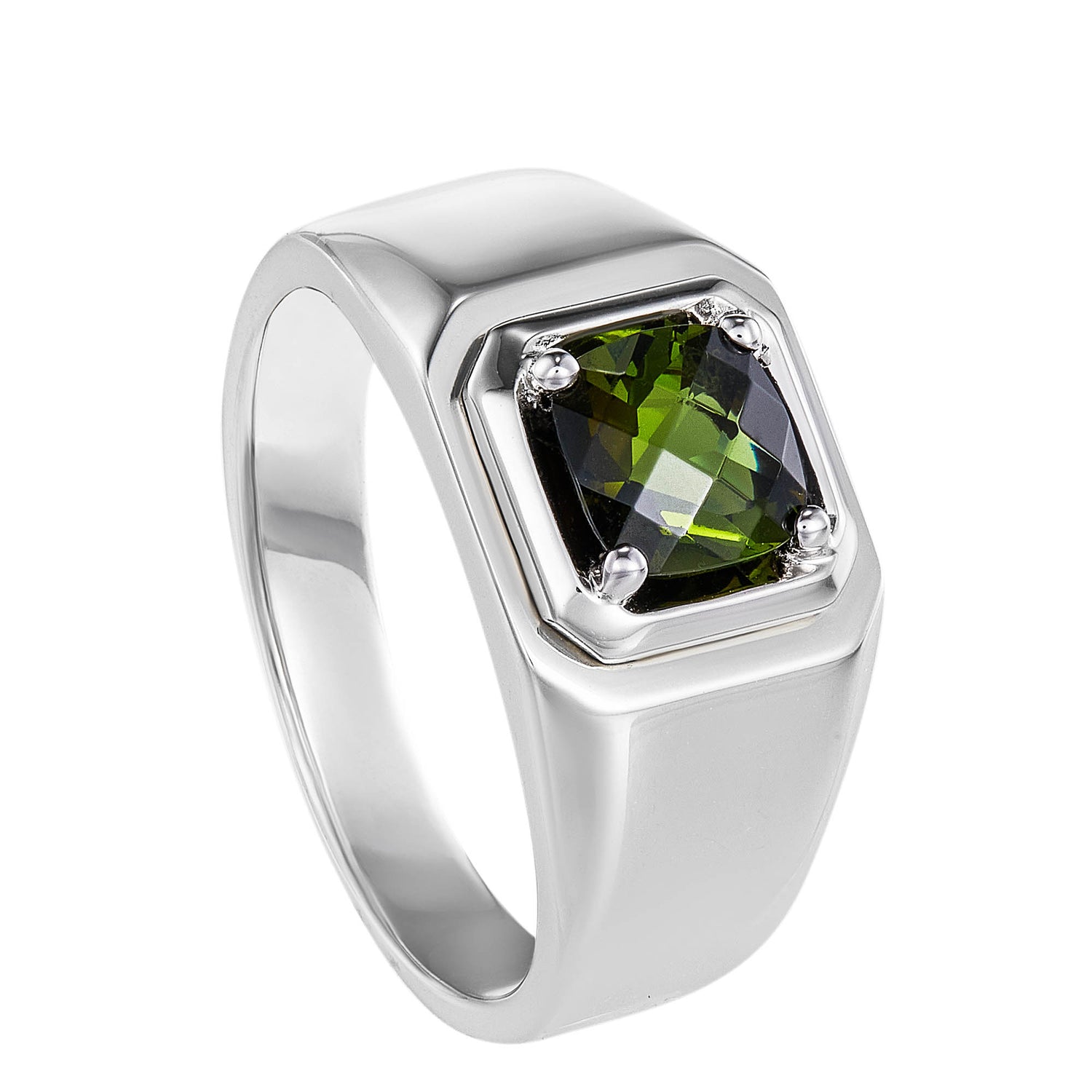 Cushion Cut Tourmaline Men's Ring in 925 Palladium A0548(PLD)