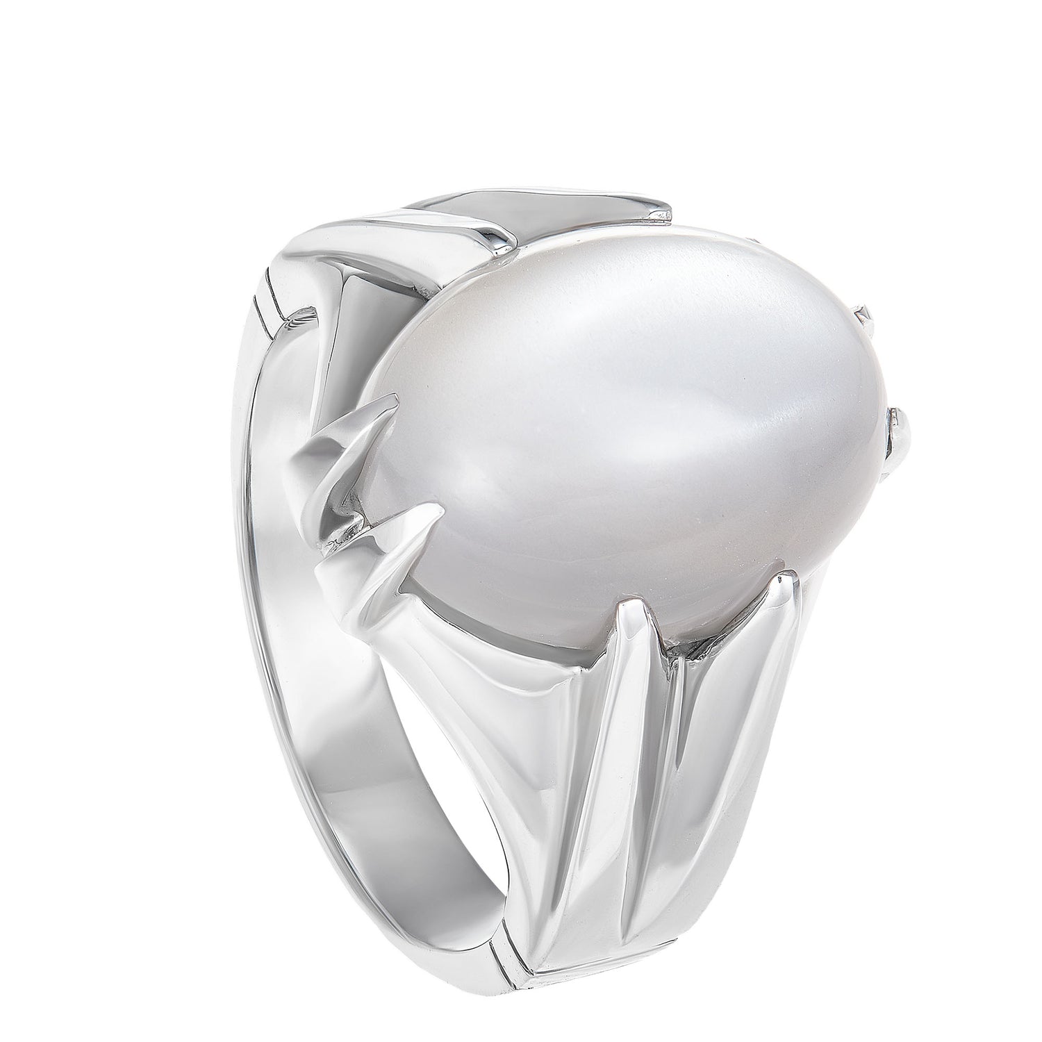 Moonstone Claw Set Men's Ring in 925 Palladium A0529(PLD)-MN